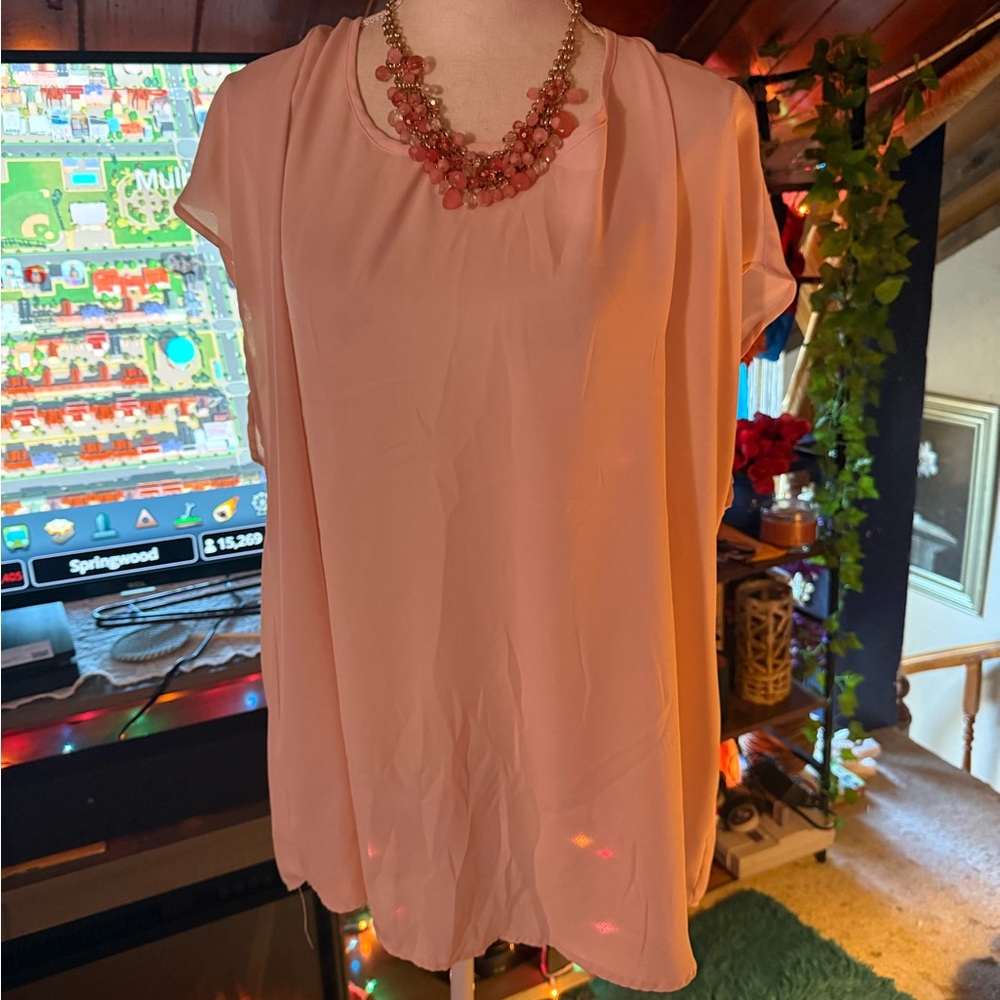 Elegant Peach Blouse Torrid Size 3 and XL Cover Up Kaftan
